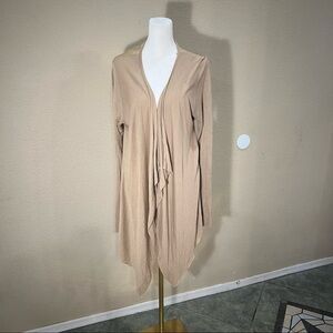 JULIO Made in Italy Womens Tan Open Waterfall Cardigan Long Sleeve PTP 19” Boho
